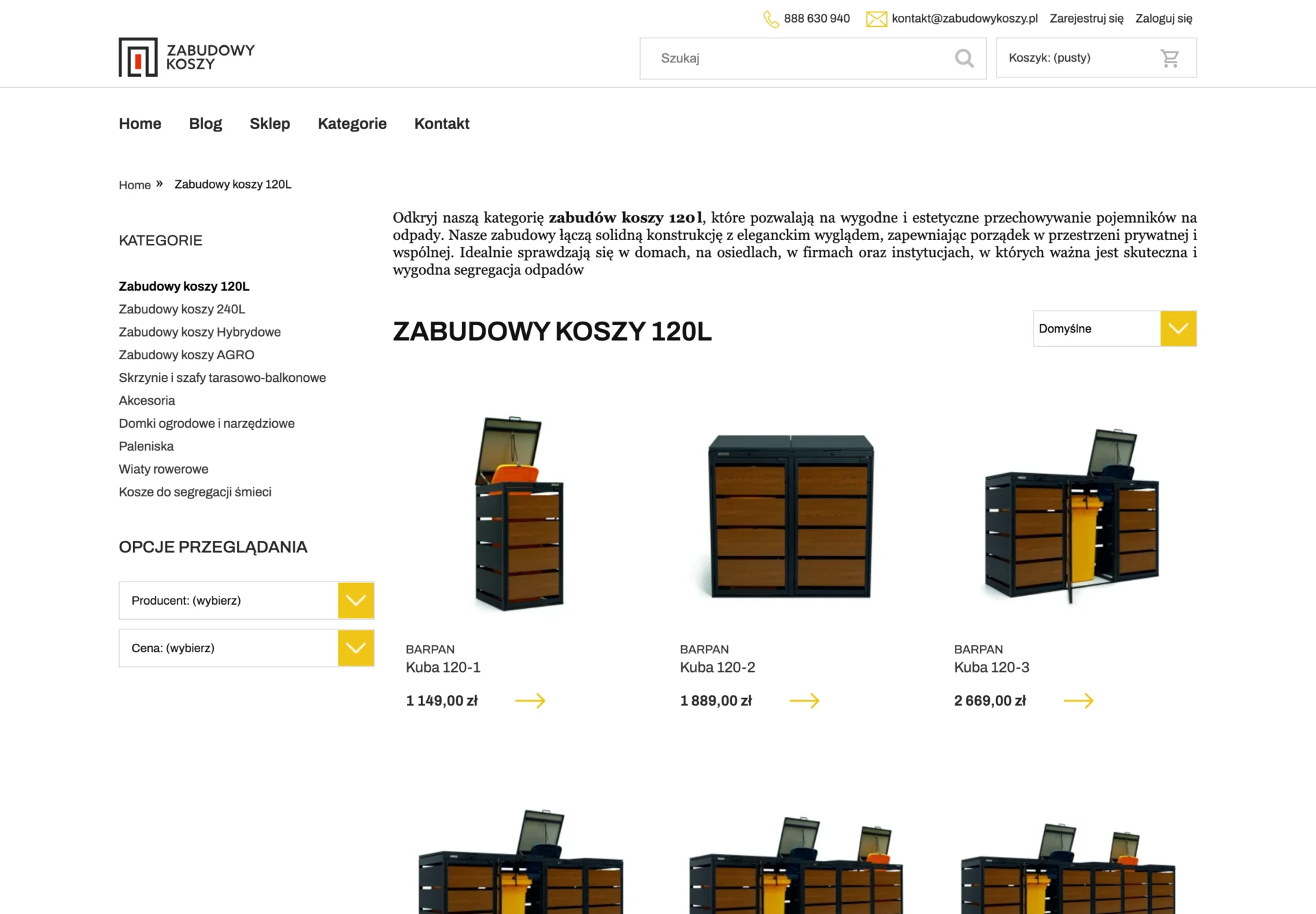 Kategoria Zabudowy koszy 120L w sklepie ZabudowyKoszy.pl (BARPAN)