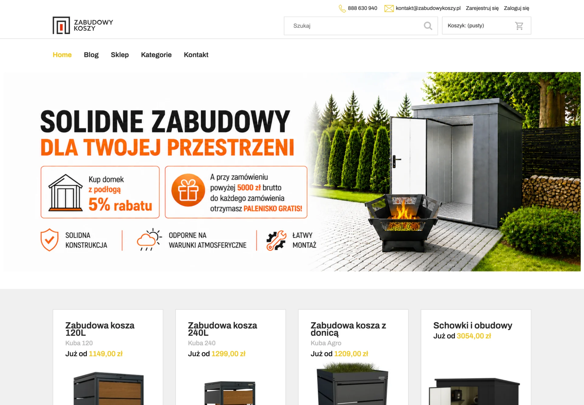 Sklep internetowy ZabudowyKoszy.pl - zabudowy koszy na odpady, strona główna